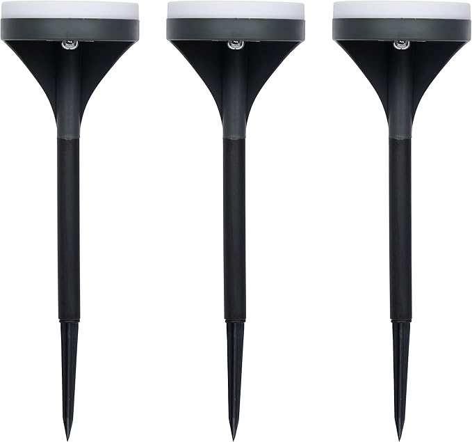 Alpine Corporation 15 Tall Outdoor Solar Pathway Light with 13 Warm White SMD 3.5LM LED for Patio Lawn Yard and Garden Black - Set of 3