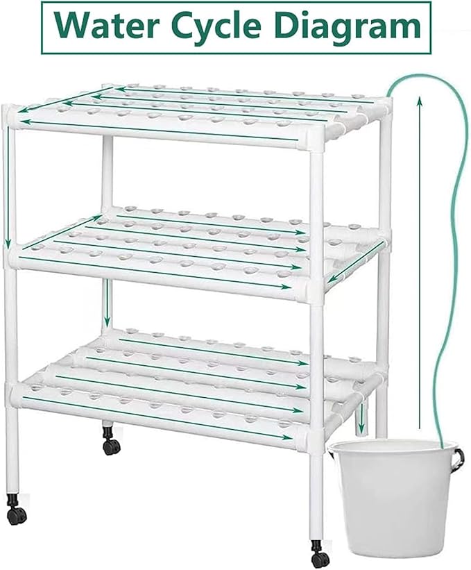 Hydroponic Growing Kits 3 Layers 108 Holes Hydroponic Growing System Hydroponic Grow Kit with Water Pump &amp Pulley Foot Water Culture Plant Growing System for Leafy Vegetables