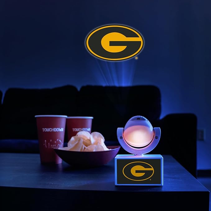 Sporticulture NCAA American Football Grambling - Adjustable Led Mini Spotlight Projector with 6 Team Logo Designs - Portable &amp Rechargeable Spotlight - Battery-Operated - 4.375” x 3.125”