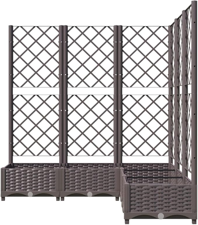 Garden Planter Box with Trellis 47.2 x 47.2 x 47.8 in Brown PP Matte Raised Bed Outdoor Flower &amp Vegetable Box for Patio Balcony Terrace
