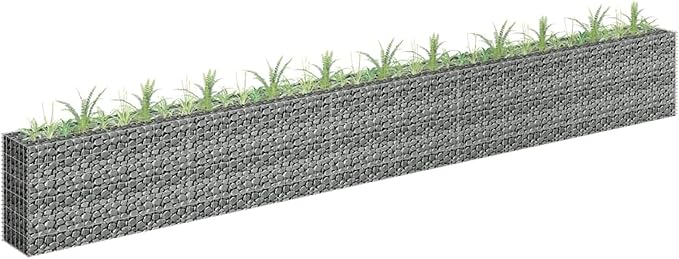 Gabion Raised Bed Galvanized Steel Gabion Planter Raised Bed for a Flower/Plant Bed in Garden/on Patio 177.2x11.8x23.6