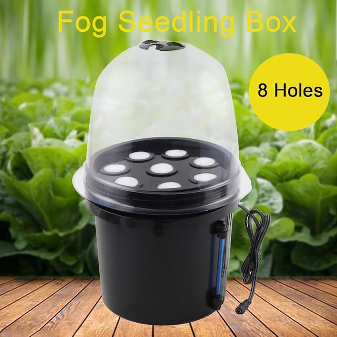 Hydroponics Planting Growing Kit 8 Holes 5L Fog Seedling Box Aeroponic Bucket Hydroponic Equipment Seedling Cultivation for Home