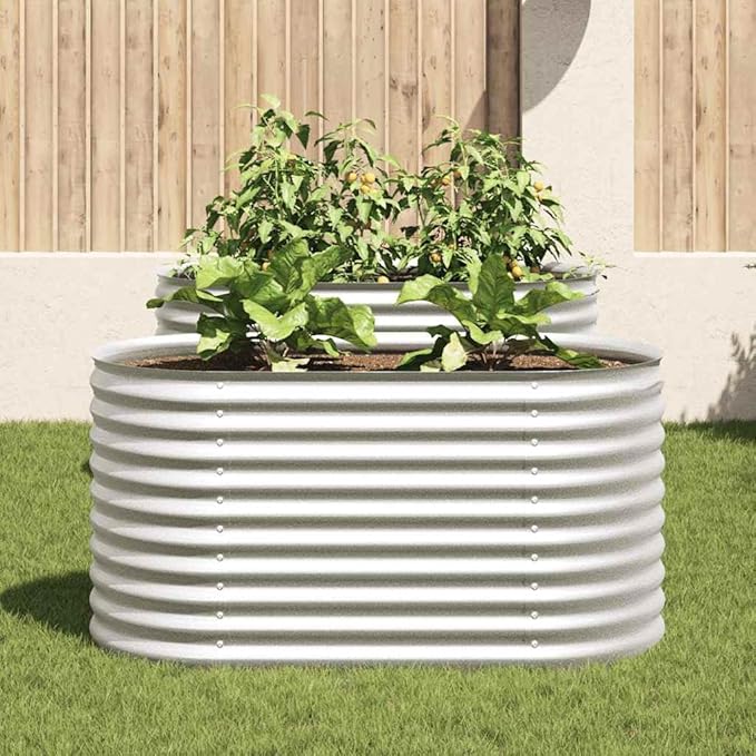 Raised Garden Bed 63 x 31.5 x 31.9 Galvanized Steel Silver Planter for Outdoor Flower &amp Vegetable Garden Raised Beds Elevated Garden Boxes