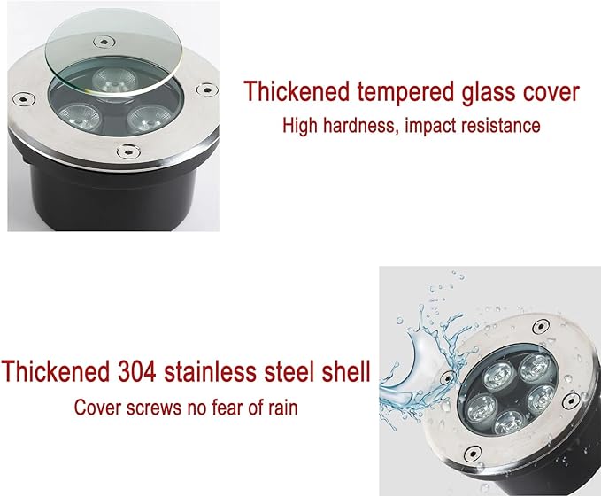 Outdoor Landscape Lights - Underground Light LED Tempered Glass Cover Round Ultra-Thin Path Light IP67 Stainless Steel Waterproof Recessed Ground Spotlight Easy Installation(Blue18W) (Green 18W)