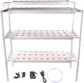 Leafy Vegetables Hydroponic Grow Kit 3 Layer 90 Plant Sites 10 Food-Grade PVC-U Pipes Hydroponics Planting System with Water Pump Pump Timer Nest Basket and Sponge