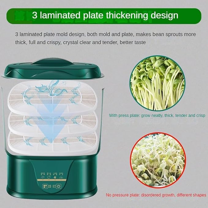 3 Layers Watering Bean Sprouts Maker Multifunctional Bean Sprout Machine Automatic Bean Sprout Machine Large Capacity Machine for Beans Sprouts Microg