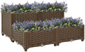 Brown Polypropylene Raised Garden Planter 31.5x31.5x15 in Sturdy Outdoor Box for Vegetables Herbs Flowers on Patio Balcony Easy Assembly Elevated Bed