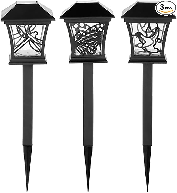 Alpine Corporation Solar-Powered Nature Inspired Pathway Lights 3-Piece