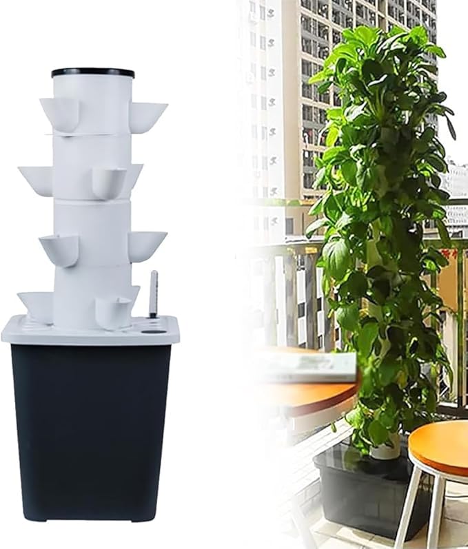 Vertical Tower Planters Hydroponics Tower Garden Hydroponic Growing System Plant Hydroponics Tower Strawberry and Vegetable Planting Equipment20holes