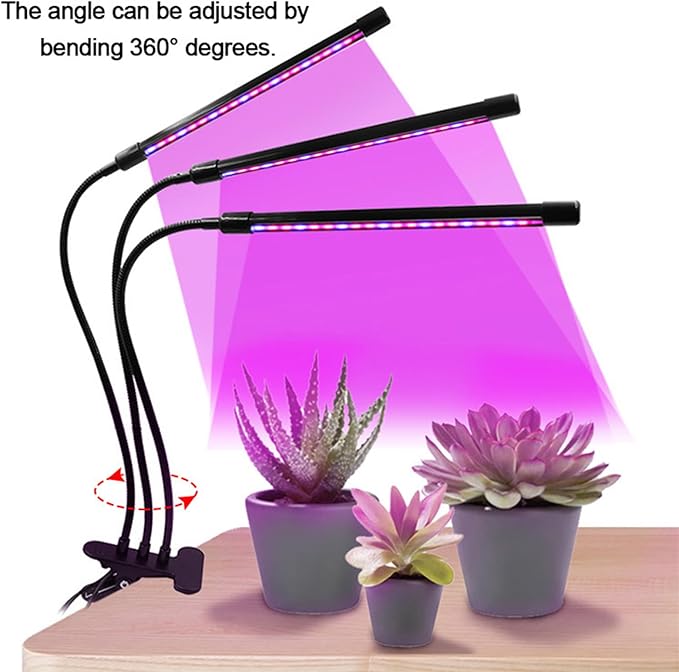 FTVOGUE Full Spectrum USB Plant Light 9 Gear Dimming 3H9H12H Timing for Indoor Growing Nursery with Replenishing Light (Double tube-20W)