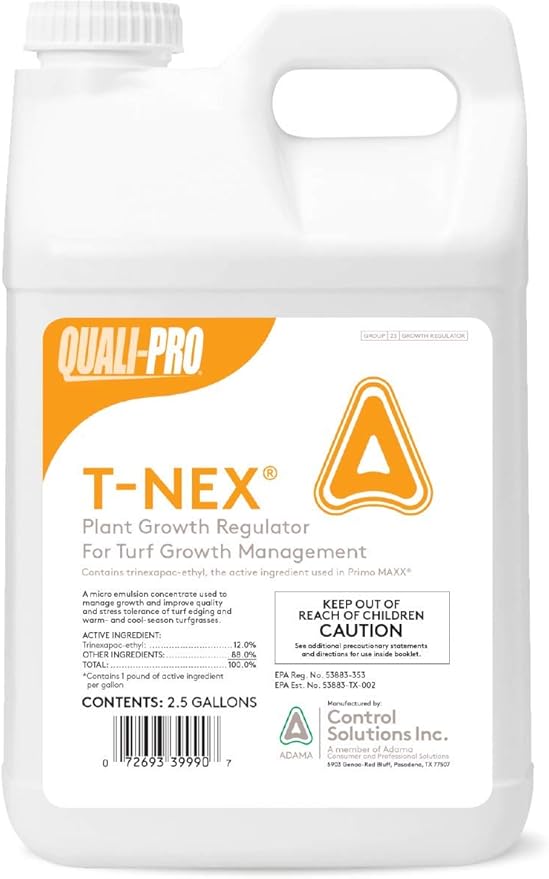 Quali-Pro T-Nex Plant Growth Regulator (Primo Maxx) - Manage Growth Improve Quality and Color Helps Produce Healthy Durable Blades in Turf Grass (2.5 Gallons)