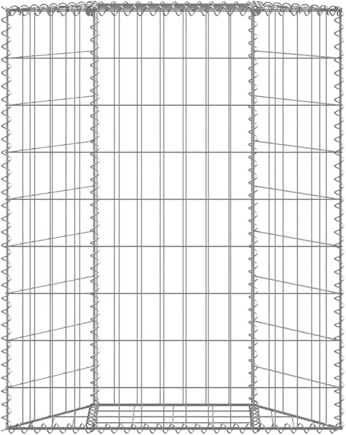 Gabion Raised Garden Bed Silver Galvanized Steel Trapezoidal Outdoor Planter Box 31.5x31.5x39.4 Inch Weatherproof Metal Planters for Outdoor Plants