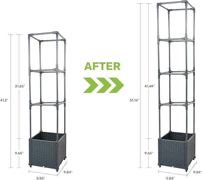 LINEX Raised Garden Bed Planter Box with Extra 1-Layer Trellis 41.3” Tomato Planters for Climbing Plants Vegetable Vine Flowers Outdoor