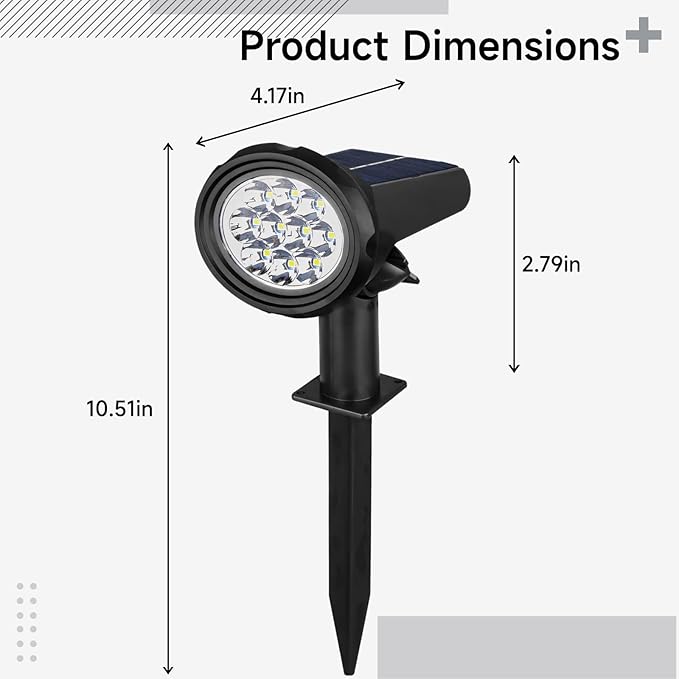 Bosreroy Solar Landscape Spotlights 2-Pack RGB and Warm White Outdoor Lighting Waterproof Easy Installation Energy Efficient