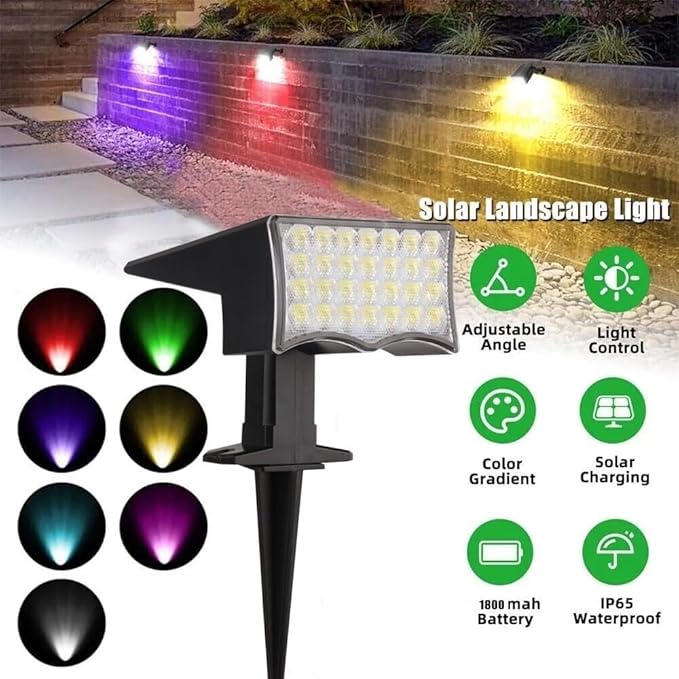 4Pcs RGB Solar Spot Lights Outdoor Garden28 LED 3 Modes IP65 Waterproof Garden Uplighters Solar PoweredAuto ON/Off Dusk Till Dawn Landscape Spotlights for YardDrivewayPathway(Sw2817-rgb4PCS)