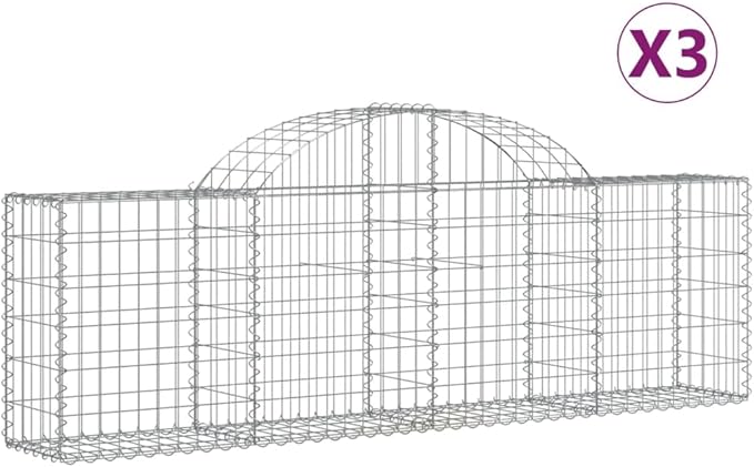 Gabion Basket Set of 3 Silver Galvanized Iron Large Rectangular Metal Planters for Outdoor Plants 78.7x78.7x11.8 Inch Raised Garden Beds