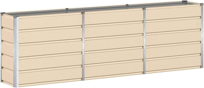 Steel Raised Garden Bed for Gardening Metal Planter Box for Vegetables Fruits Flowers 94.49 x 15.75 x 29.53 in Ivory-631