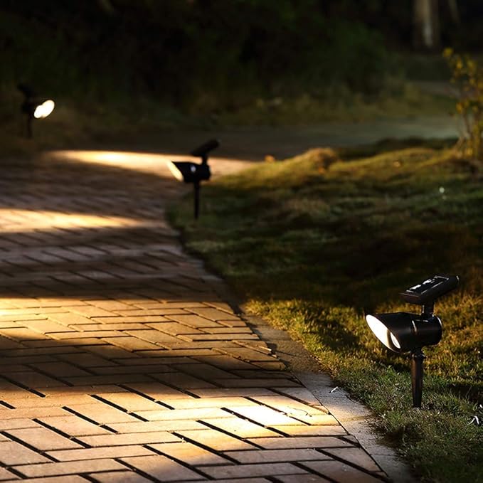 180°Adjustable Solar Powered Landscape Spotlights Warm Light Waterproof Solar Landscape Spotlights Outdoor for Yard Garden Driveway Porch Walkway Pool Patio