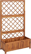 Raised Bed with TrellisWood Planter with Trellis Planter Box with Trellis Raised Garden Bed Outdoor for Plants Hanging Flower Baskets 33.5x15x59.1 Solid Acacia Wood