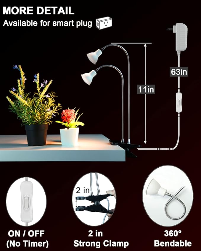 DOMMIA Plant Light for Indoor Plants Full Spectrum Grow Lights for Indoor Plants Brightness Led Grow Lights for House Plants Plant Growing Lamps for Indoor Growing