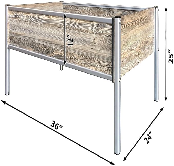 Foreman Raised Garden Bed on Legs – Weather-Resistant Raised Garden Bed (36 x 24 x 25) with Drainage Ideal Raised Garden Bed for Vegetables &amp Flowers – 300 lb Capacity Amaretto Wood Grain