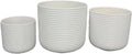 Planter Set of 3 White Ceramic Ribbed Texture Pots 12 10 8 Inch