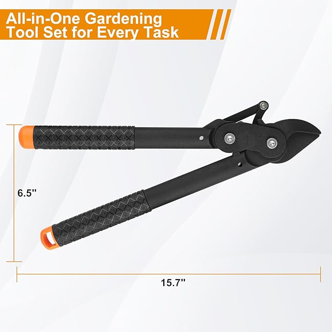Garden Shears Tool Set 3 Pcs - Heavy Duty Lopper Hedge Shears &amp Pruning Saw for Tree Branches Hedges Backyard &amp Fruit Trees Carbon Steel Blades