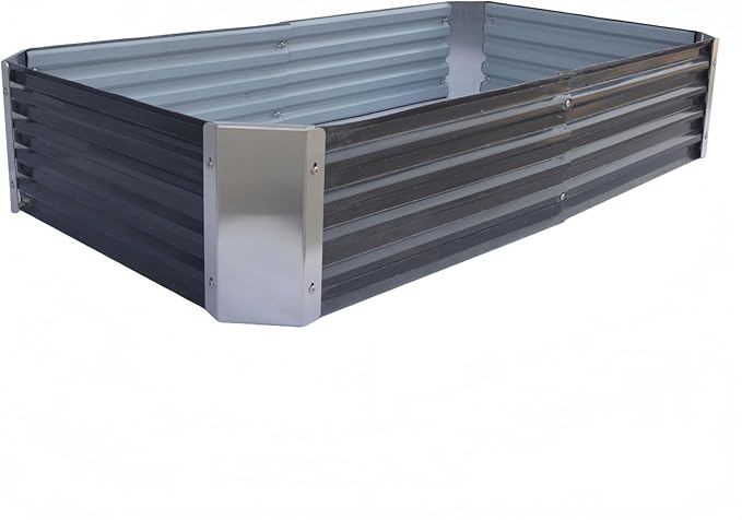 Galvanized Raised Garden Bed Outdoor Metal Quadrilateral Planter Box Deep Root Planters Boxes 4ft x 2ft Suitable for Plants Flowers Vegetables Herbs Fruits Dark Grey