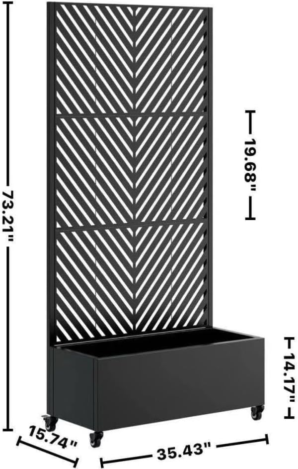 Heavy-Duty Metal Planter Box with Built-in Trellis for Climbing Plants Vegetables and Vines – Rust-Resistant Raised Garden Bed with Drainage and Mobility Features (Black-4)