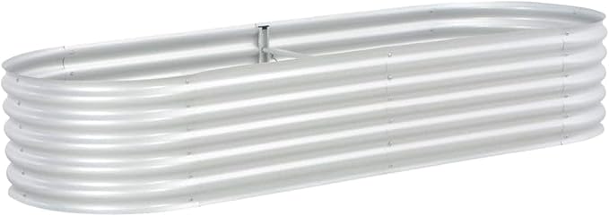 Garden Raised Bed Large Galvanized Steel Planter for DIY Enthusiasts Silver Rectangular Design for Outdoor Gardens Balconies or Patios