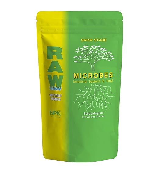 RAW Microbes Grow 8oz - Plant Growth Enhancer with Endomycorrhizae and Rhizosphere Bacteria