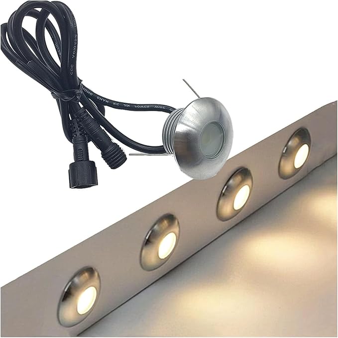 YANYO 5PCS Ground LED Landscape Lights - Led Spot Lights DC12V Mini Stair IP67 Waterproof Outdoor Recessed Lamps 1W LED Deck Light Spotlight with Narrow Beam for Garden Stairs(White) (White)