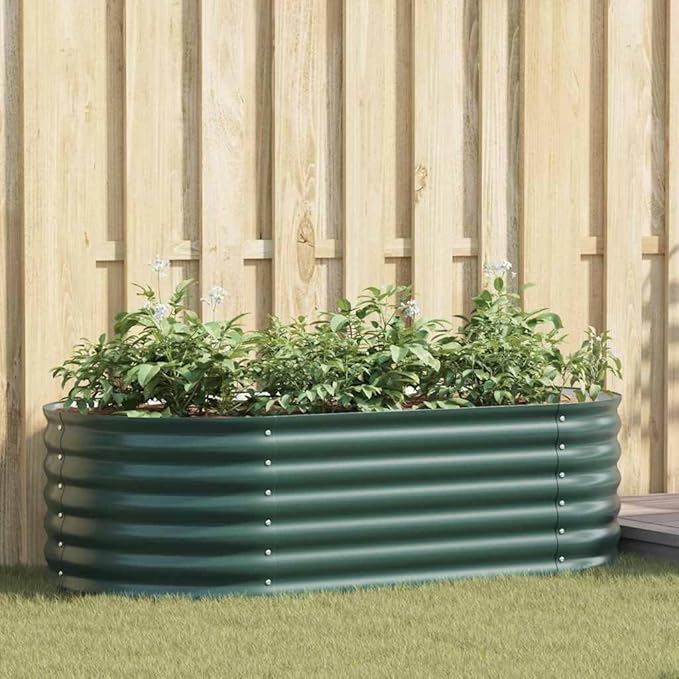 Steel Planter Raised Bed Metal Flower Box Planter Raised Beds Outdoor Garden for Planting Fruit 63x31.5x17.3 Green -746