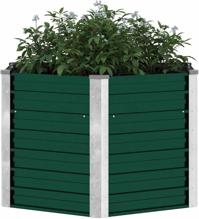 Garden Raised Bed Planter Box Outdoor Steel Planter for Growing Flowers Herbs and Vegetables Galvanized Steel 50.8x50.8x30.3 Green-973