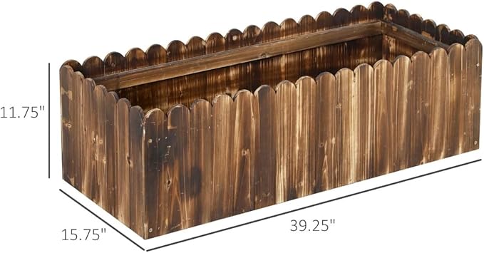 Raised Planter Box Garden Scalloped Edge Wooden Raised Garden Bed 40x16x12