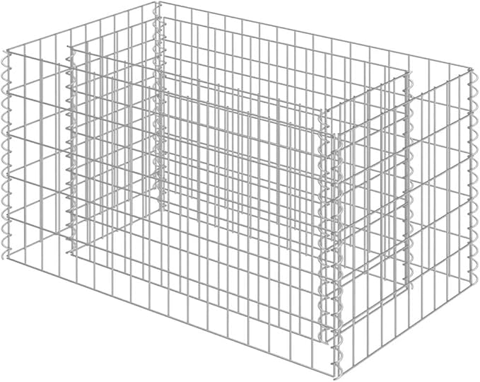 Gabion Raised Bed Silver Galvanized Steel Medium Durable Gardening Pots &amp Planters 143569