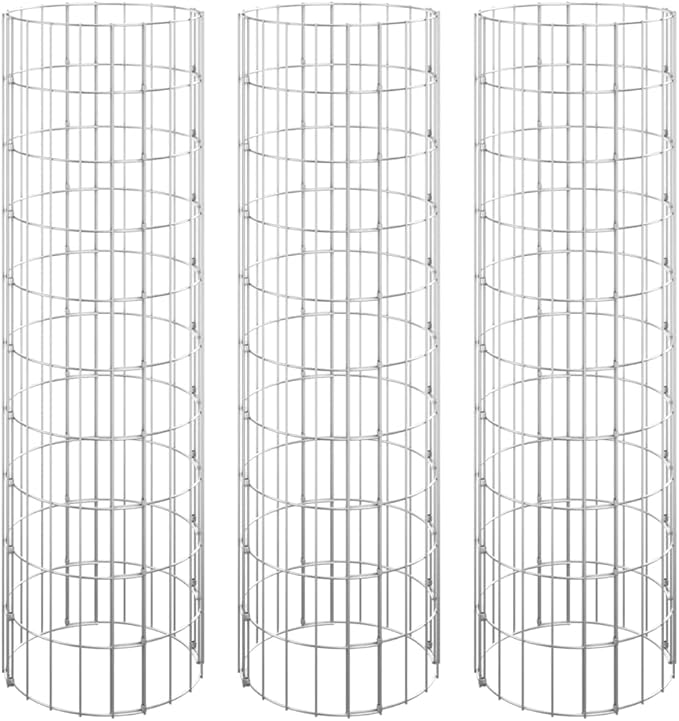 YAFF Circular Gabion Raised Beds 3 pcs Galvanized Steel 脴11.8x39.4
