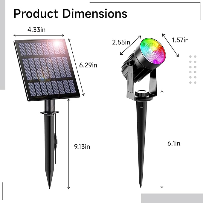 Led Landscape Pathway Spotlights with RGB Solar Color Changing Lights Weatherproof Outdoor Garden Lights Energy-Efficient &amp Easy Installation