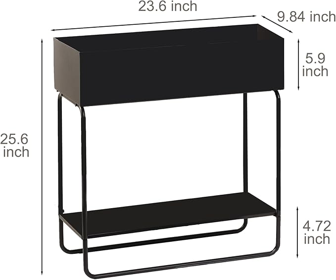 Metal Raised Garden Bed 23.6W x 9.8D x 25.6H inches with Storage Shelf Powder Coated Planter Box Floor Standing Indoor and Outdoor