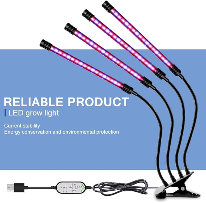 80W LED USB Full-Spectrum Sunlight Plant Growth Lamps 5V Low-Power Planting Bulb 5-Level Brightness Adjustment Automatic on/Off System Sunlight Seeding Cultivation LampingVegetable Cultivation