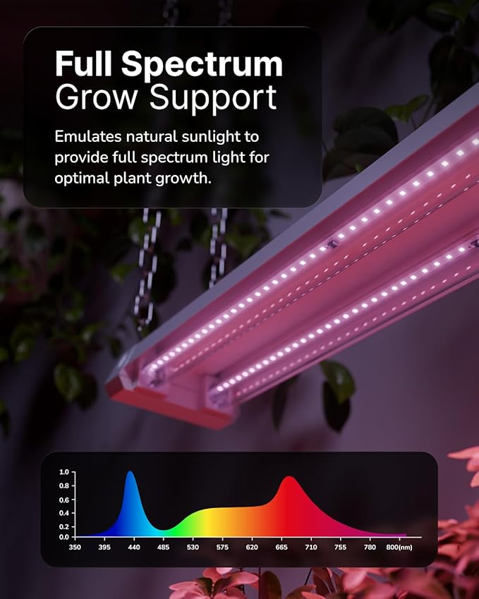 Sunco 4FT LED Grow Light for Indoor Plants 40W Full Spectrum Hanging Suspended Fixture Linkable Plug in Greenhouse Year Round for Indoor Plants Seedlings Vegetables Flowers 2 Pack