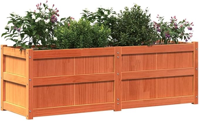 Wooden Raised Garden Bed Garden Planter Box Outdoor Wood Raised Garden Bed for Planting Plants Vegetables Wax Brown 59.1x19.7x19.7 Solid Wood Pine-250