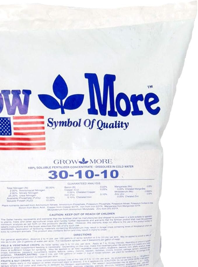 Grow More Cold Water 30-10-10 Soluble Concentrated Plant Fertilizer 25 Pounds (2 Pack)