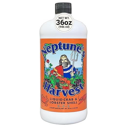 Neptune’s Harvest Organic Crab &amp Lobster Shell Multi-Purpose Liquid Fertilizer (2-0-2) - 36oz Bottle - Rich in Nutrients Soil Fertilizer - Plant Food for Lawns Gardens and Vegetables
