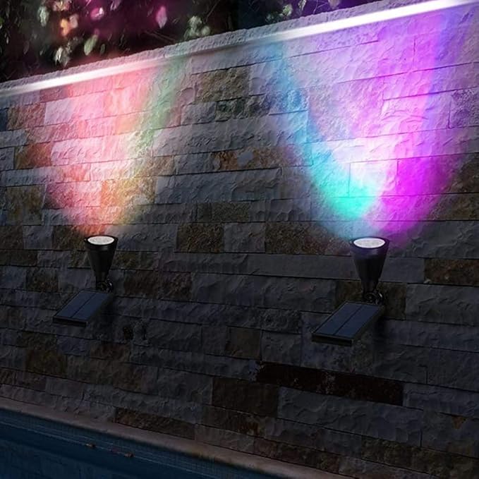 Solar Landscape Lights 4 LED Solar Spotlights 2 in 1 Security Light Solar Lights Outdoor Waterproof for TreePatioYard (Multicolor)