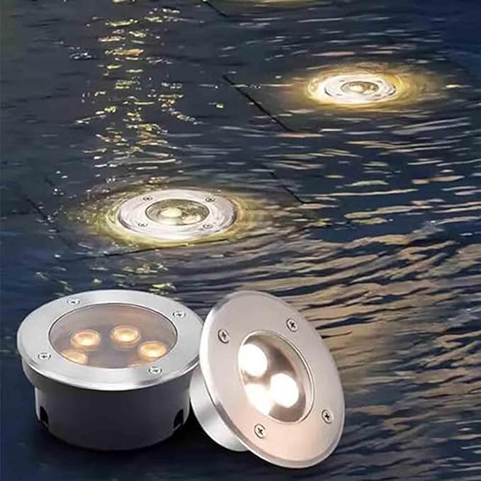 LED Underground Light - IP68 Waterproof Outdoor Fountain Lamp 24V Ultra-Thin Underwater Spot Light for Landscape Decoration (Red 6W Blue 3W)