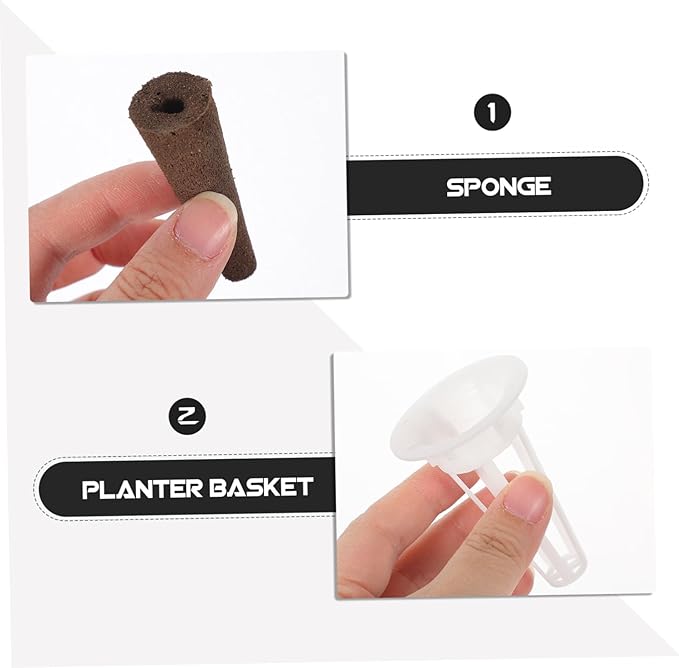 5sets Hydroponic Basket Planter Kit Grow Sponges Humidity Domes and Labels for Indoor Soilless Gardening and Plant Growth Compatible