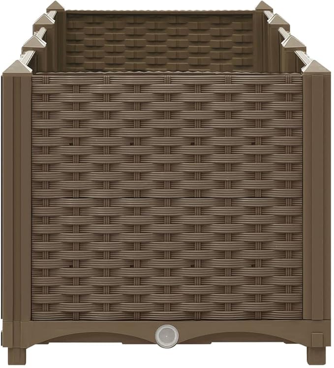 vidaXL Rectangular Raised Bed - Sturdy Outdoor Planter for Garden Patio and Balcony Durable Polypropylene Material Easy to Assemble - Brown 47.2x15.7x15