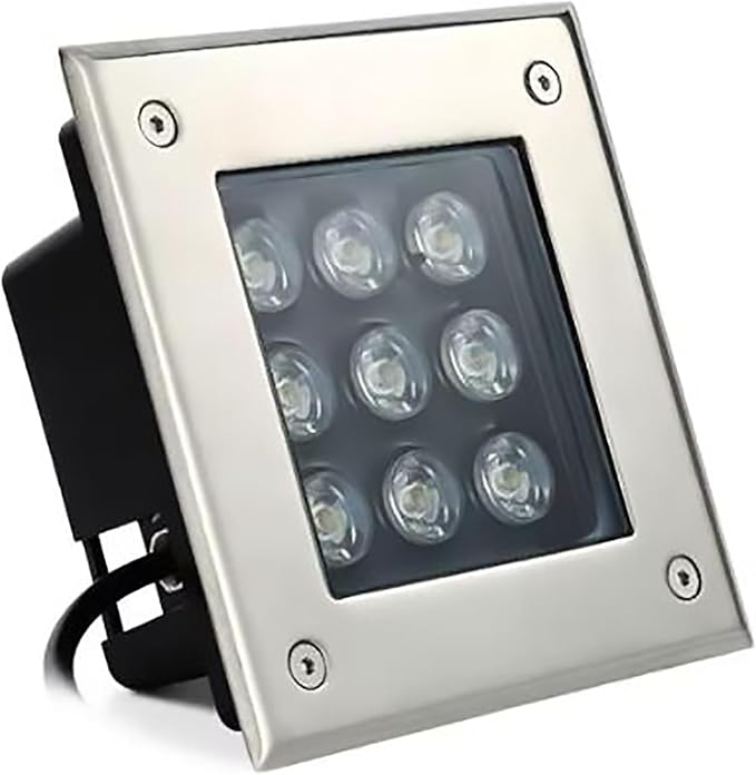 LED Landscape Lights - Outdoor Buried Lights AC 220V Square Ultra-Thin Spotlight IP66 Waterproof Embedded Underground Light for Pathway Walkway Deck Yard Floor Lamp Easy to Install
