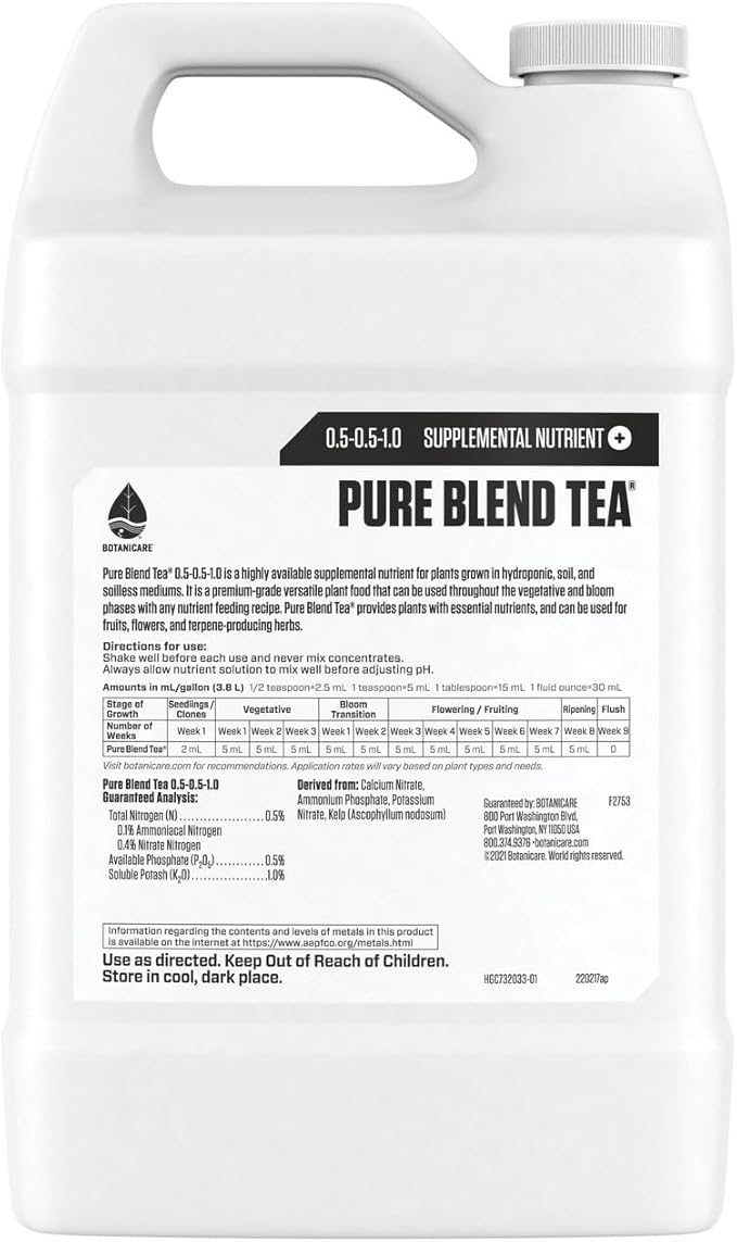 Botanicare Pure Blend Tea Supplemental Nutrient 0.5-0.5-1.0 1 gal.
